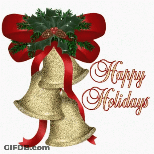 Happy Holiday With Bells And Ribbon GIF