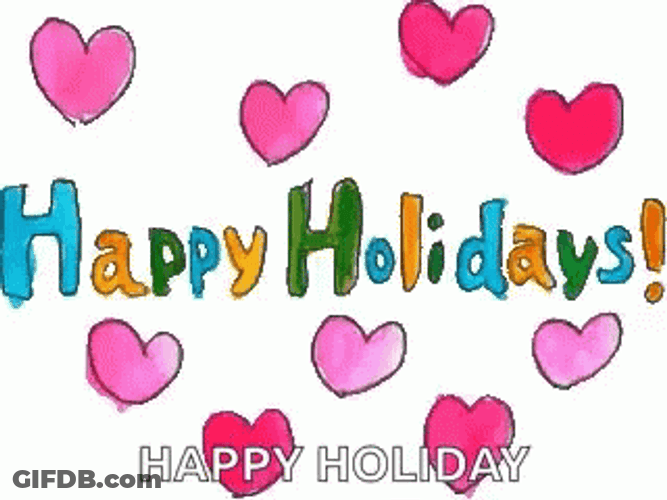 Happy Holiday With Many Hearts GIF