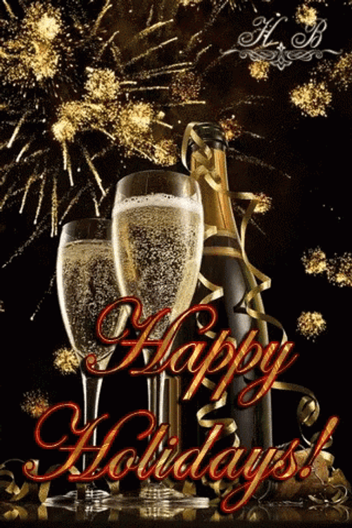 Happy Holidays Champagne GIF