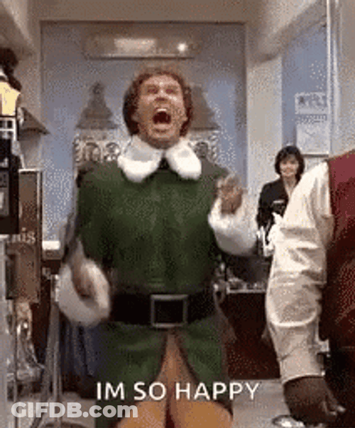 Happy Holidays Meme Extremely Happy Elf GIF