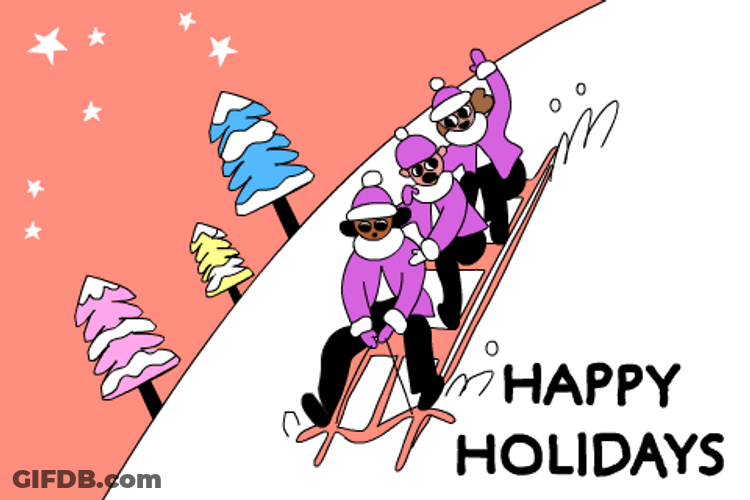 Happy Holidays Meme Group Skiing GIF