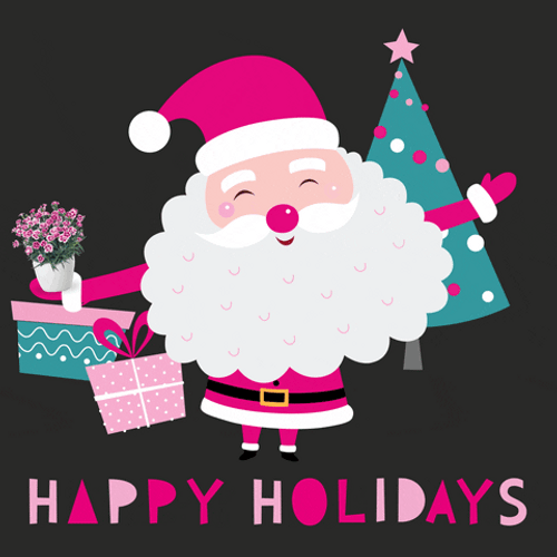 Happy Holidays Pink Santa GIF