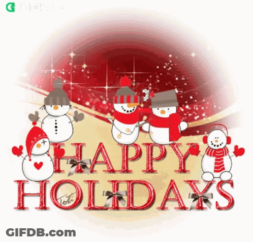 Happy Holidays Snowmen Christmas Card GIF
