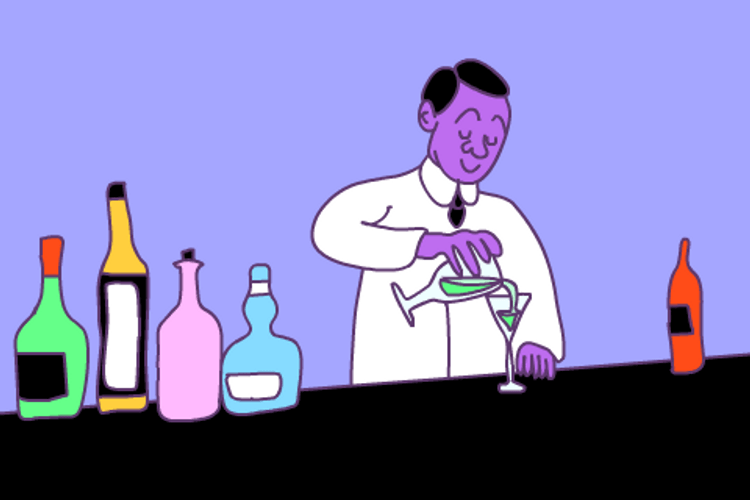Happy Hour Cartoon Bartender GIF