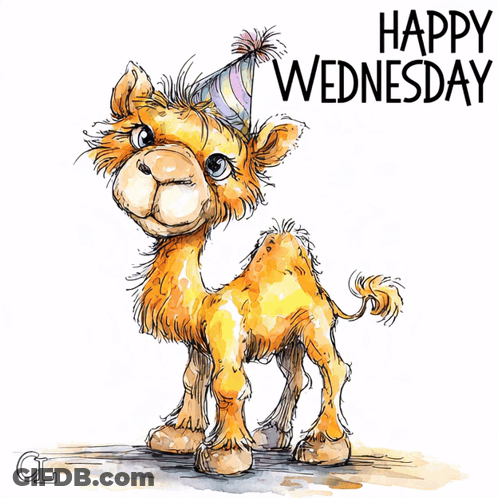Happy Hump Day Greeting Card With Two Cartoon Animals GIF
