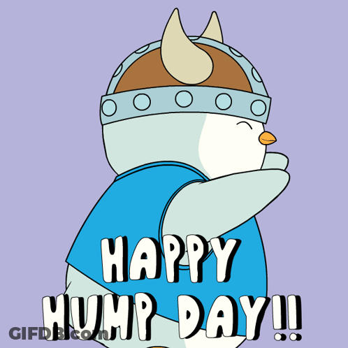 Happy Hump Day Penguin Wearing Viking Hat GIF