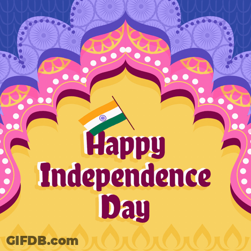 Happy Independence Day Greeting Card With Flag GIF