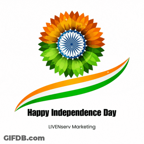 Happy Independence Day Poster With Flower Design GIF