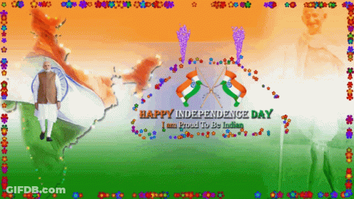 Happy Independence Day Proud To Be Indian Man In Front Of Map GIF