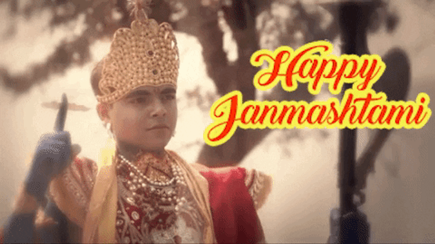 Happy Janmashtami Holy Man Giving Blessing GIF
