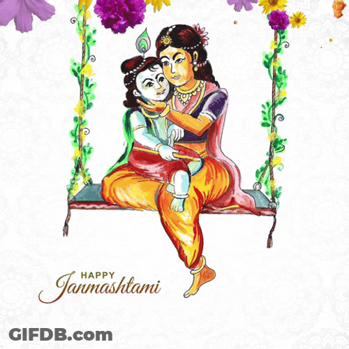 Happy Janmashtami Lord Krishna Animation GIF