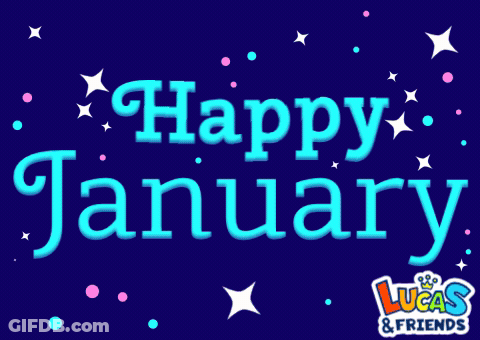 Happy January Sign With Lucas And Friends GIF