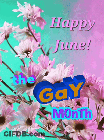 Happy June Greeting Card With Pink Flowers GIF