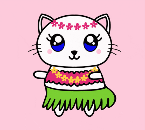 Happy Kawaii Cat Hawaiian Dance GIF