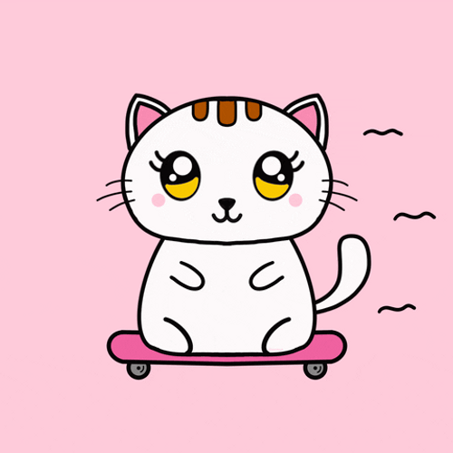 Happy Kawaii Cat Skate Boarding GIF