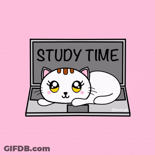 Happy Kawaii Cat Study Time GIF