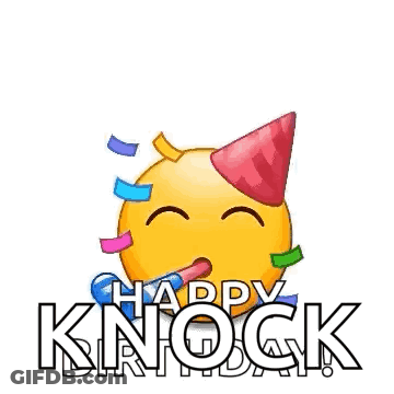 Happy Knock Day Smiley Wearing Party Hat GIF