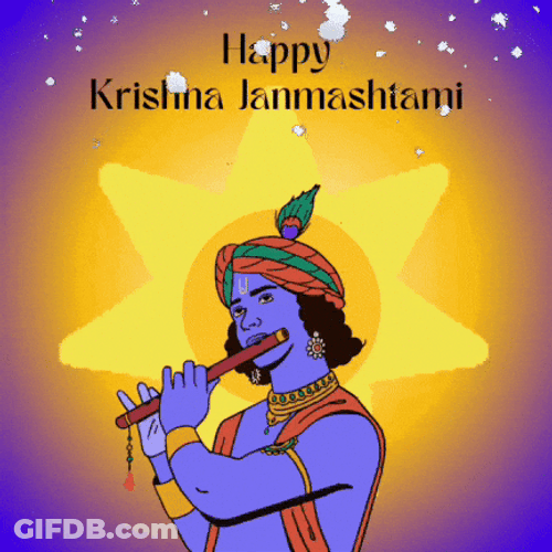 Happy Krishna Janmashtami Confetti GIF