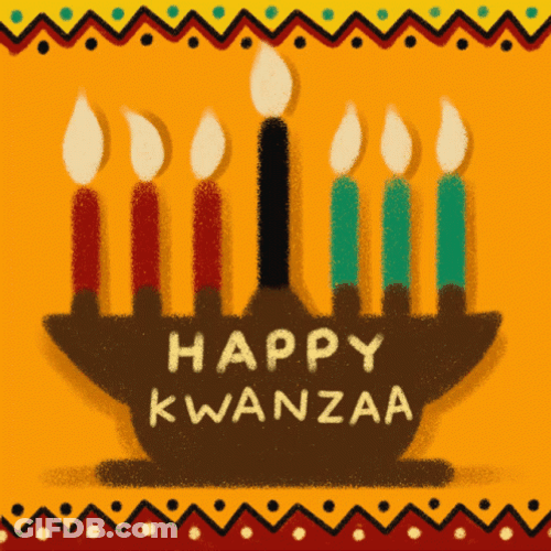 Happy Kwanzaa Burning Candles Mobile Art GIF