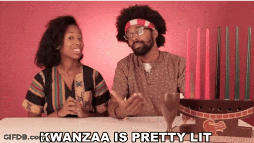 Happy Kwanzaa Hippy Couple Celebrating GIF
