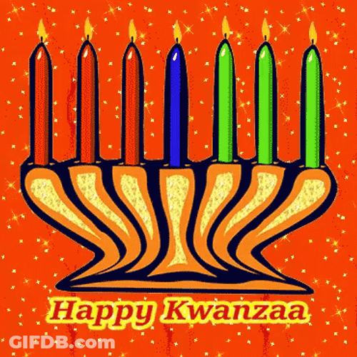 Happy Kwanzaa Shimmering Multicolored Candles GIF