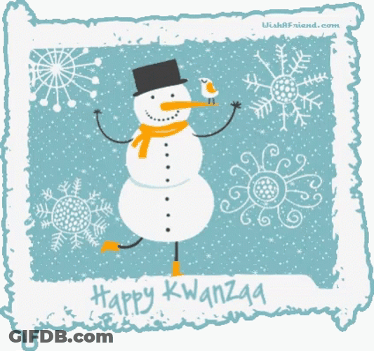 Happy Kwanzaa Snowman Winter Night GIF