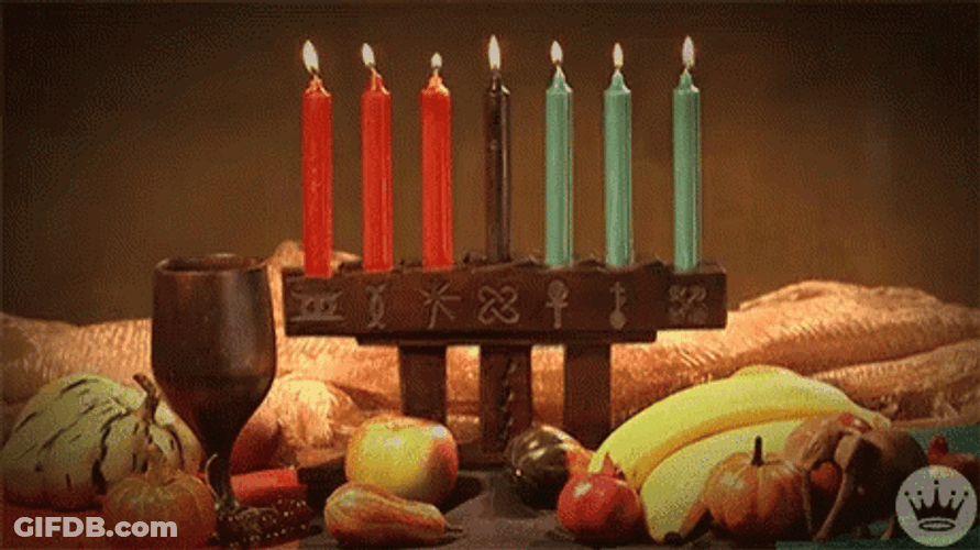 Happy Kwanzaa Solemn Candles Artistic Design GIF