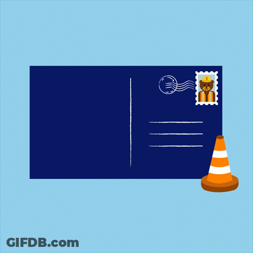 Happy Labor Day Postcard With Construction Cone GIF