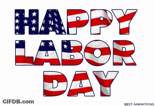 Happy Labor Day Sign With American Flag GIF