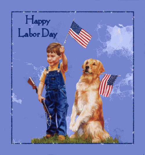 Happy Labor Day U.S. Flag Dog GIF