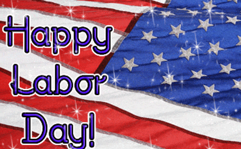 Happy Labor Day U.S. Flag Sparkles GIF
