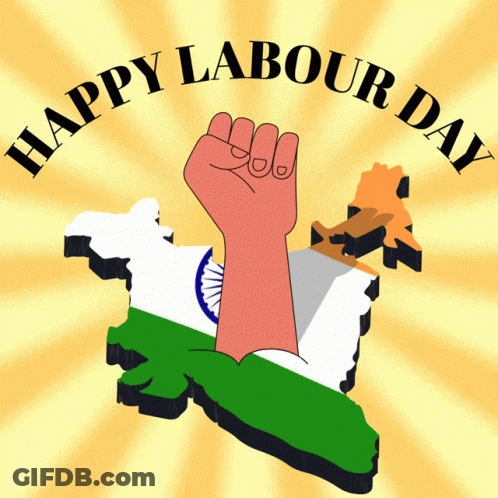Happy Labour Day Poster With India Map GIF