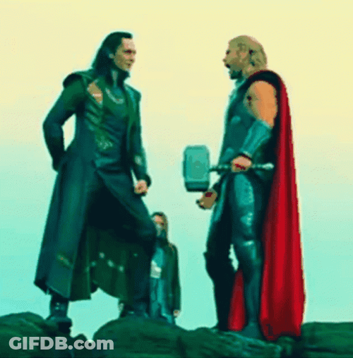 Happy Loki Talking With Thor GIF