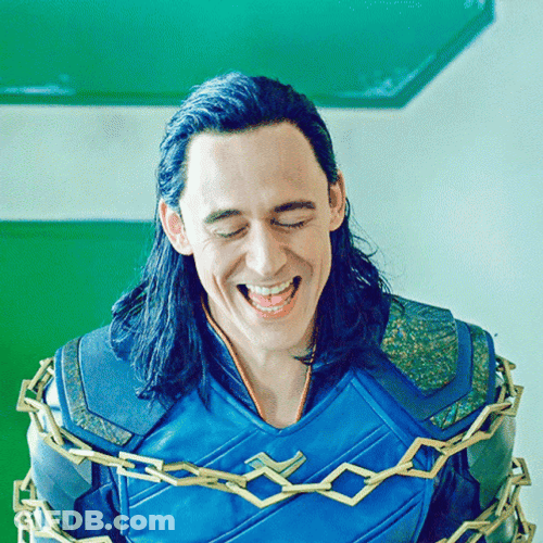 Happy Loki While Tied Up GIF