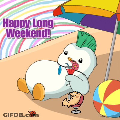 Happy Long Weekend Greeting Card With Cartoon Penguin GIF