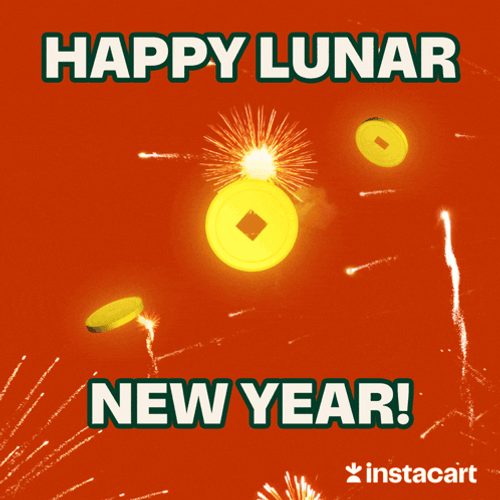 Happy Lunar New Year 2022 Coins Fireworks GIF