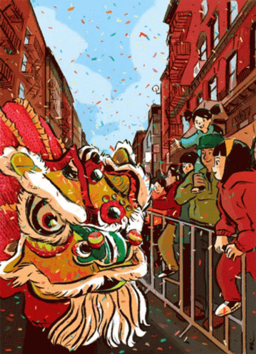 Happy Lunar New Year 2022 Confetti Chinatown GIF