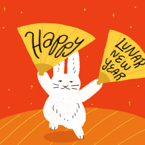 Happy Lunar New Year By Hopping Bunny GIF