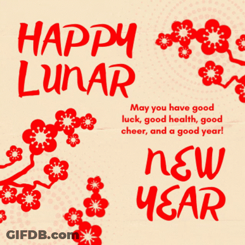 Happy Lunar New Year Flower Theme GIF