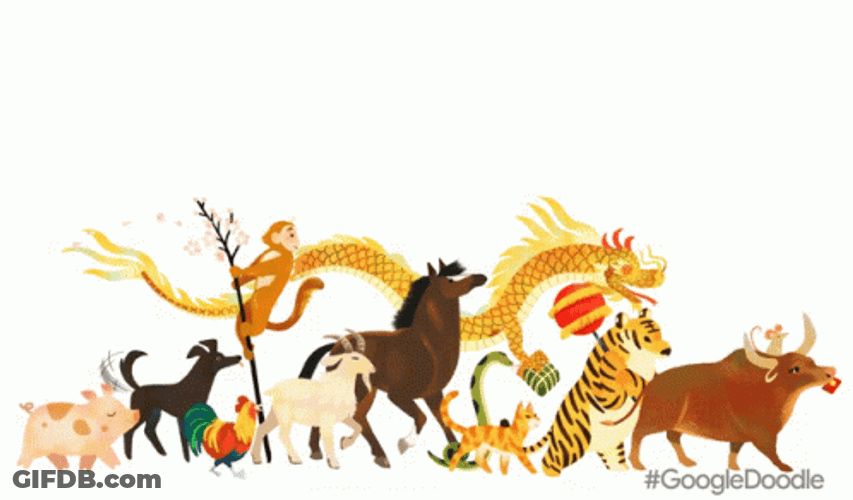 Happy Lunar New Year Magical Animals GIF