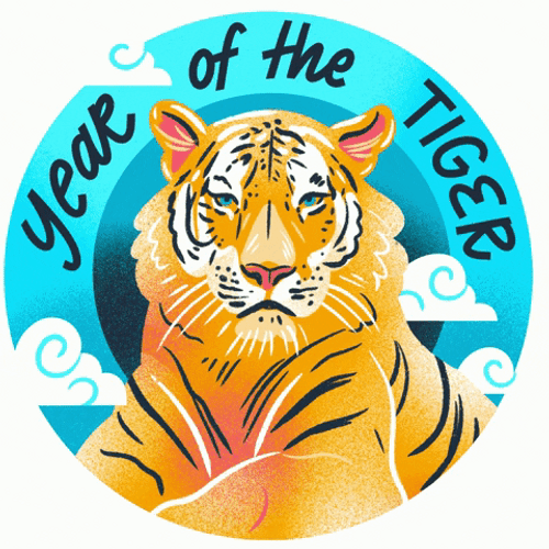 Happy Lunar New Year Serious Tiger Stare GIF