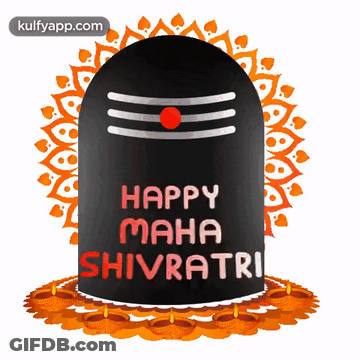 Happy Maha Shivaratri Greeting Card With Shiva Lingam And Candles GIF
