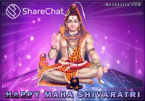 Happy Maha Shivaratri Shiva On Purple Background GIF
