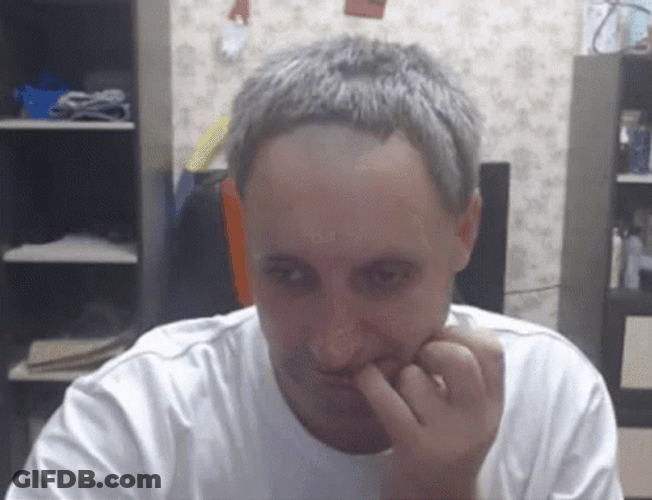 Happy Man Nail Biter GIF