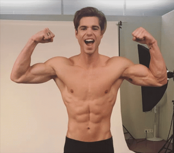 Happy Man With Body Muscle Growth GIF
