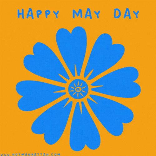Happy May Day Spinning Flower GIF