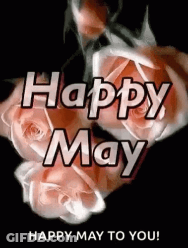 Happy May Greeting Card With Roses GIF