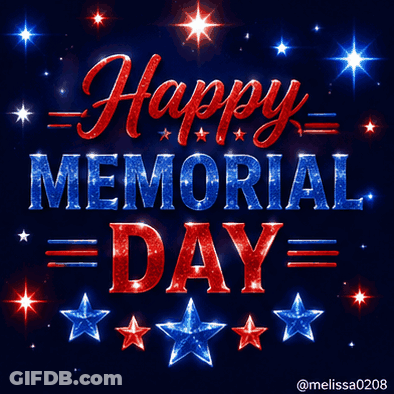 Happy Memorial Day Poster Red White Blue Stars GIF