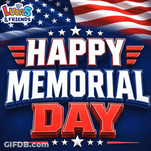 Happy Memorial Day Sign Red White Blue GIF