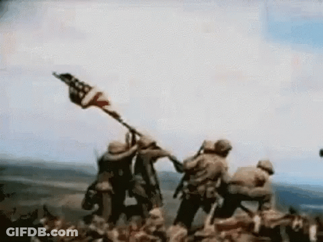 Happy Memorial Day Soldiers American Flag Up Victory GIF